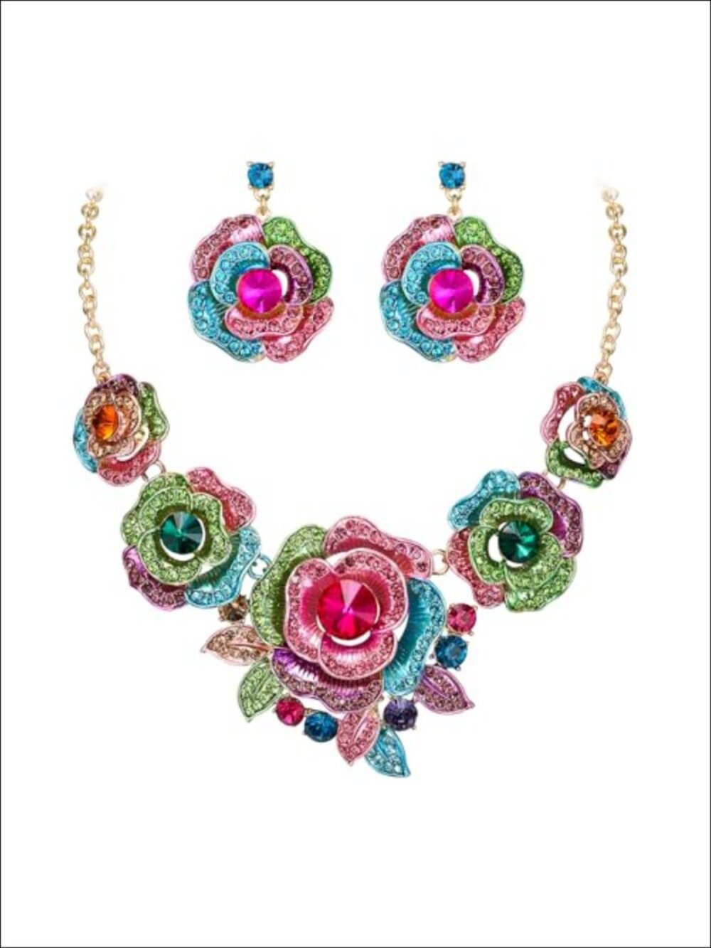 Austrian Crystal Zinc Alloy Jewelry Set Necklace Dangle Earrings for Women